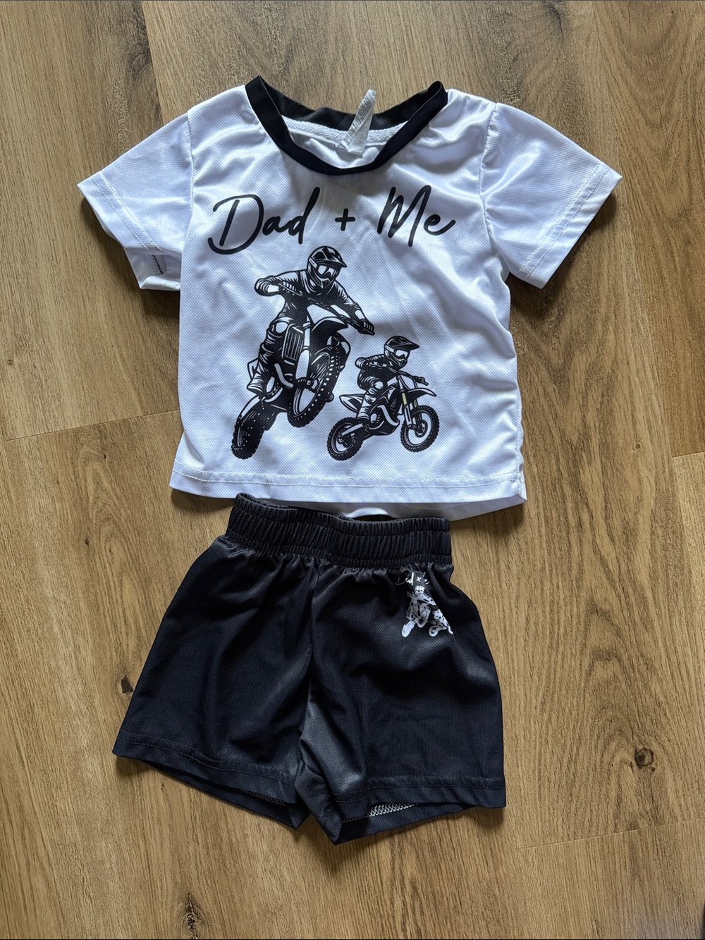 Dad + Me Black & White Motorcycle Tee and Shorts Set toddler